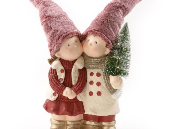 LIVIO E LIVIA CON ALBERELLO CON LUCI 33.5X23XH78CM ROSA ART.93858 -