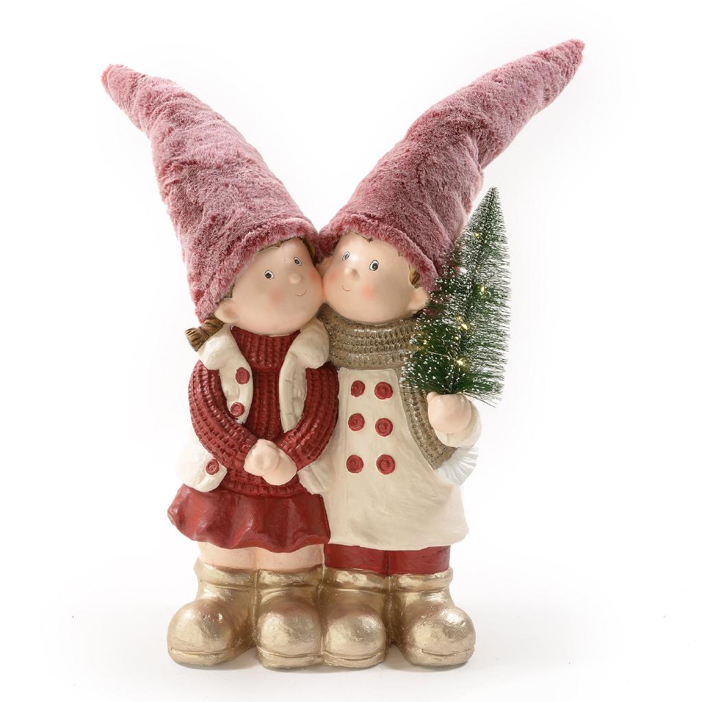 LIVIO E LIVIA CON ALBERELLO CON LUCI 33.5X23XH78CM ROSA ART.93858 - LIVIO E LIVIA CON ALBERELLO CON LUCI 33.5X23XH78CM ROSA ART.93858 -