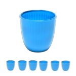 BICCHIERI VETRO RIGATO BLUE OPACO "ELEGANT" SET 6PZ ML 295 ART.09450 - CM 8,5X8,5