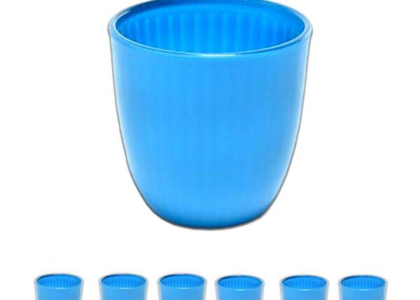 BICCHIERI VETRO RIGATO BLUE OPACO "ELEGANT" SET 6PZ ML 295 ART.09450 - CM 8,5X8,5