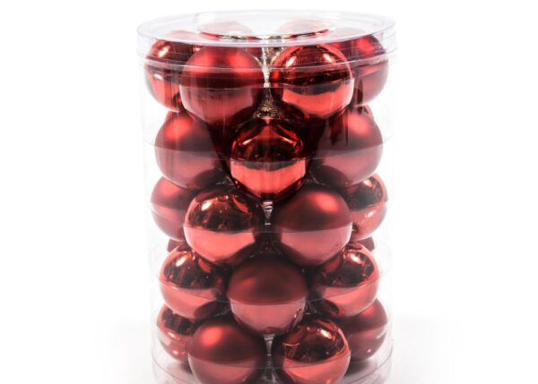 PALLE DI NATALE DIAM. 4CM CONF. 30PZ ROSSO LUCIDO E OPACO ART.23500 -