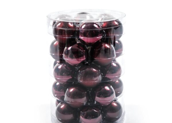 PALLE DI NATALE DIAM. 4CM CONF. 30PZ ROSSO VINO LUCIDO E OPACO ART.23685 -