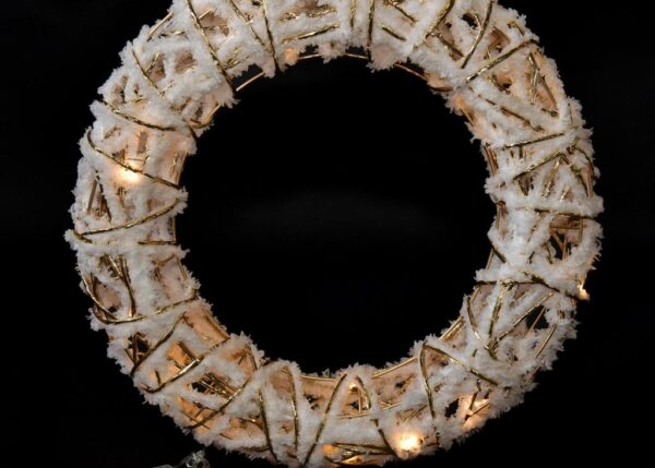 CORONA BIANCO ORO 10 LUCI LED 30X7X30CM ART.43485 -