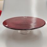 ALZATA TONDA IN VETRO " RADIUS " D CM 33 X H 11 COLORE ROSSO 53880 -