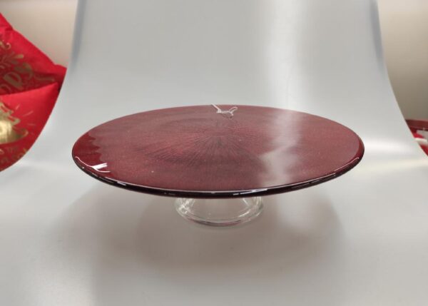 ALZATA TONDA IN VETRO " RADIUS " D CM 33 X H 11 COLORE ROSSO 53880 -