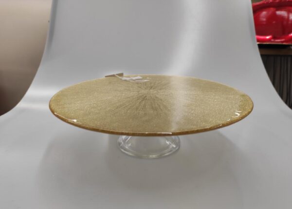 ALZATA TONDA IN VETRO " RADIUS " D CM 33 X H 11 COLORE ORO 54061 -