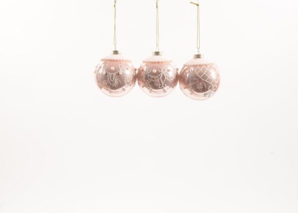 PALLA DI NATALE "SISSY PINK" IN VETRO DIAM.8CM DECORI ASS. IN ESP. ROSA 63759 -