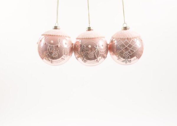 PALLA DI NATALE "SISSY PINK" IN VETRO DIAM.10CM DECORI ASS. IN ESP.ROSA 67153 -