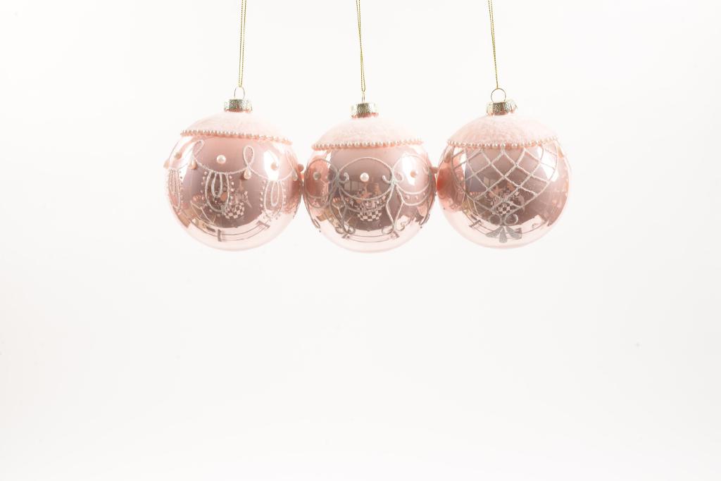 PALLA DI NATALE "SISSY PINK" IN VETRO DIAM.10CM DECORI ASS. IN ESP.ROSA 67153 - PALLA DI NATALE "SISSY PINK" IN VETRO DIAM.10CM DECORI ASS. IN ESP.ROSA 67153 -