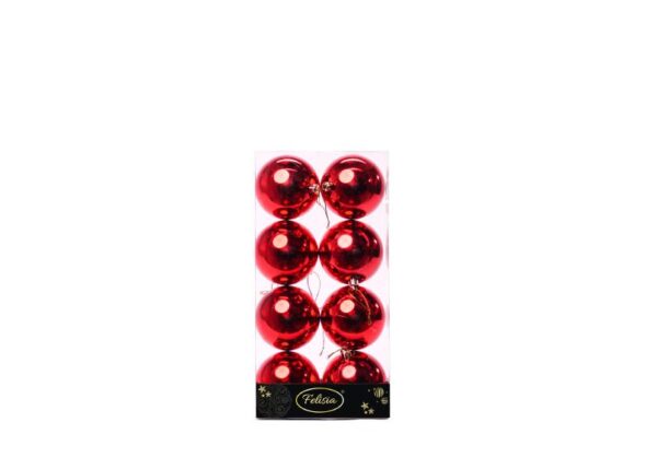 PALLE DI NATALE PLASTICA 8CM PZ.8 ROSSE LUCIDE ART.83702