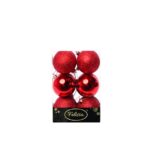 PALLE DI NATALE PLASTICA 7CM PZ.12 ROSSE GLITTERATE ART.85737