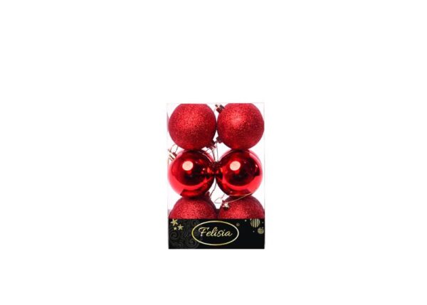 PALLE DI NATALE PLASTICA 7CM PZ.12 ROSSE GLITTERATE ART.85737