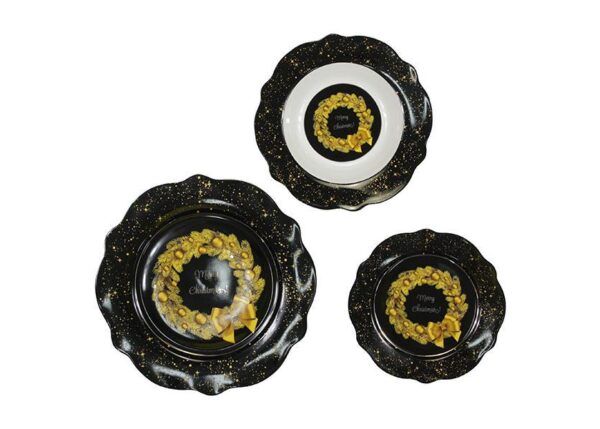 SERVIZIO PIATTI 18PZ BONECHINA DECORO NERO