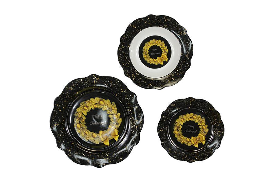 SERVIZIO PIATTI 18PZ BONECHINA DECORO NERO SERVIZIO PIATTI 18PZ BONECHINA DECORO NERO