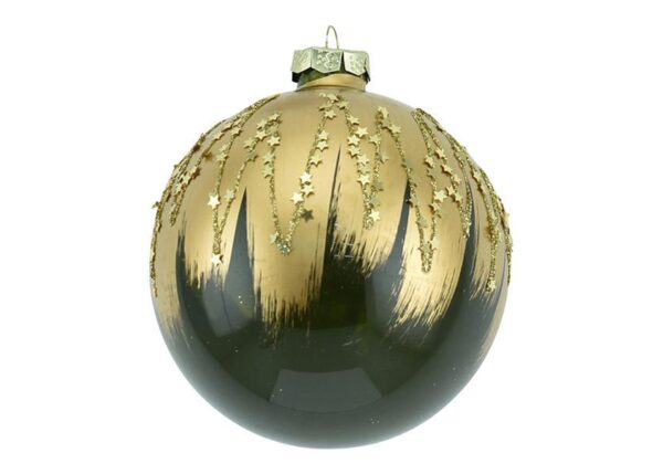 PALLA DI NATALE VETRO D.10CM ORO/VERDE