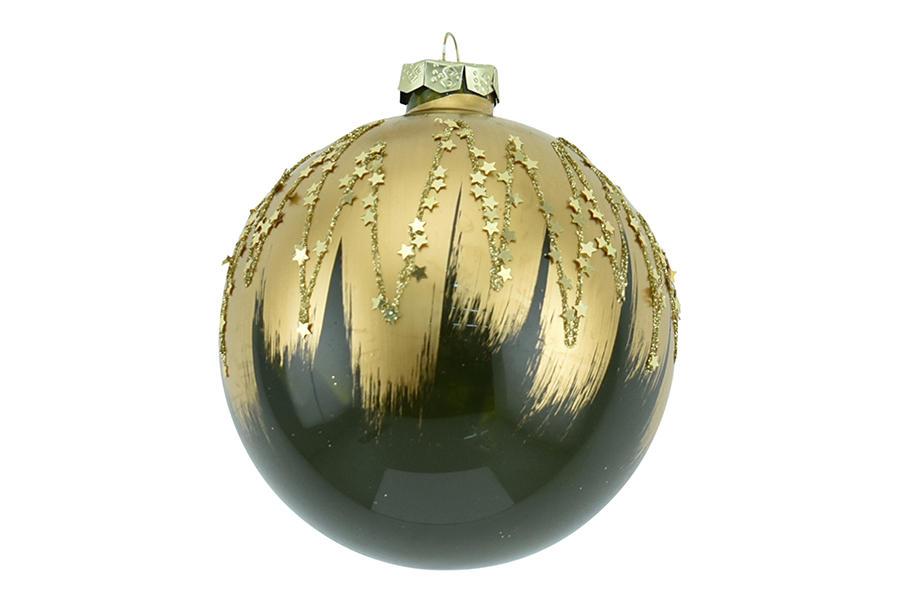 PALLA DI NATALE VETRO D.10CM ORO/VERDE PALLA DI NATALE VETRO D.10CM ORO/VERDE