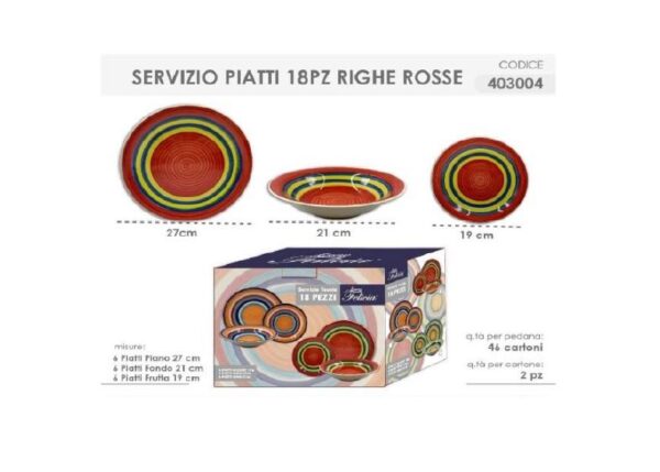 SERVIZIO PIATTI 18 PZ RIGHE RO.403004