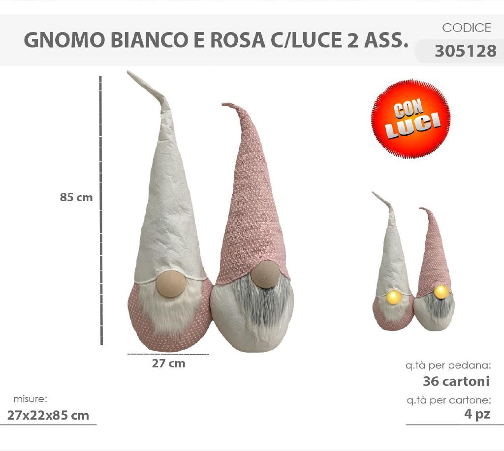 GNOMO BIANCO/ROSA 85CM C/LUCI 305128 GNOMO BIANCO/ROSA 85CM C/LUCI 305128