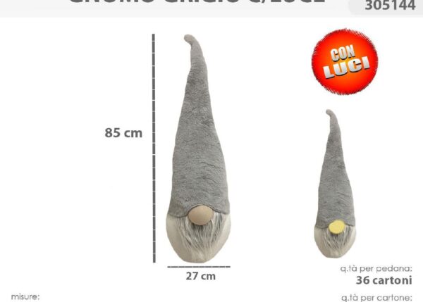 GNOMO GRIGIO 85CM. 3C/LUCI 05144