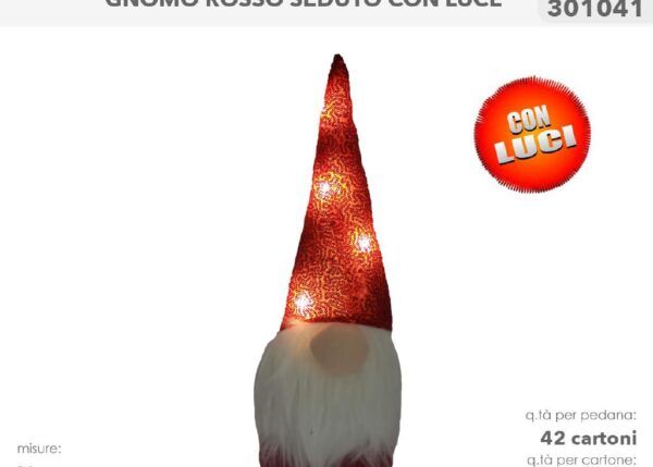 GNOMO ROSSO SE. C/LUCI 40CM 301041