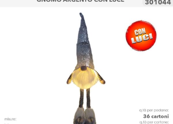 GNOMO ARGENTO C/LUCI 80CM 301044