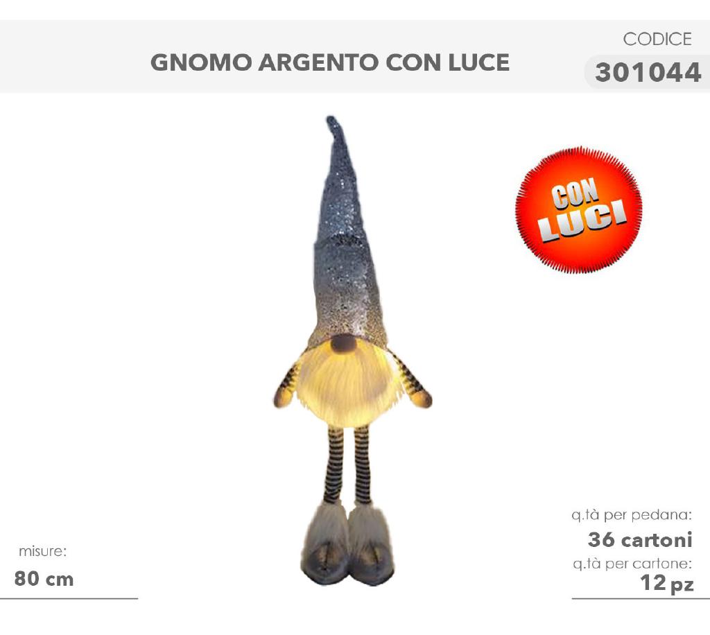 GNOMO ARGENTO C/LUCI 80CM 301044 GNOMO ARGENTO C/LUCI 80CM 301044