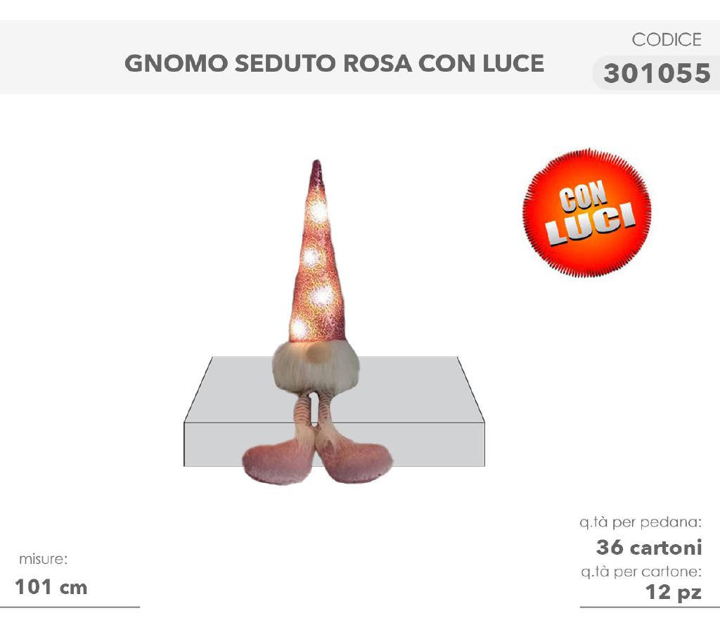 GNOMO ROSA SEDUTA C/LUCI 101CM 301055 GNOMO ROSA SEDUTA C/LUCI 101CM 301055
