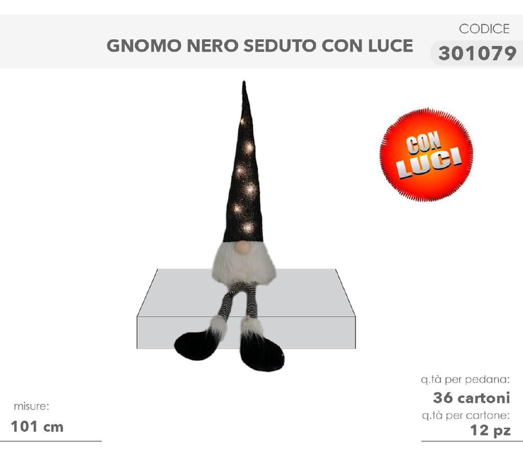 GNOMO NERO SEDUTO C/LUCI 101CM 301079 GNOMO NERO SEDUTO C/LUCI 101CM 301079