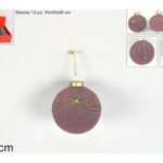 PALLA 8CM FLOCCATA ROSA ANTICO DECORO GLITTER ORO QL-D361B/-D362B
