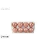PALLE DI NATALE 8CM 8PZ EFFETTO GHIACCIO ROSA ANTICO PVC BOX ART.XNA21006271