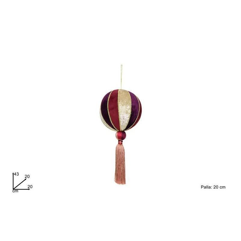 PALLE 20CM APPENDINO VELLUTO C/ CIACCIOLI ART.LN001785 PALLE 20CM APPENDINO VELLUTO C/ CIACCIOLI ART.LN001785