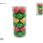 SET 24 PALLE DI NATALE 8CM LUCIDO VERDE/ROSSO/ORO 2ASS