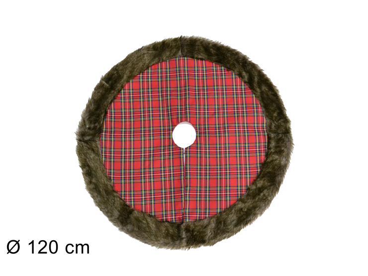 TAPPETO ALBERO 120CM SCOZZESE C/PELL MARRONE HY21020 TAPPETO ALBERO 120CM SCOZZESE C/PELL MARRONE HY21020