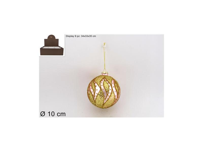 PALLA DI NATALE VETRO 10CM OPACA C/GLITTER ORO/ROSA ART.XNA21008391 PALLA DI NATALE VETRO 10CM OPACA C/GLITTER ORO/ROSA ART.XNA21008391