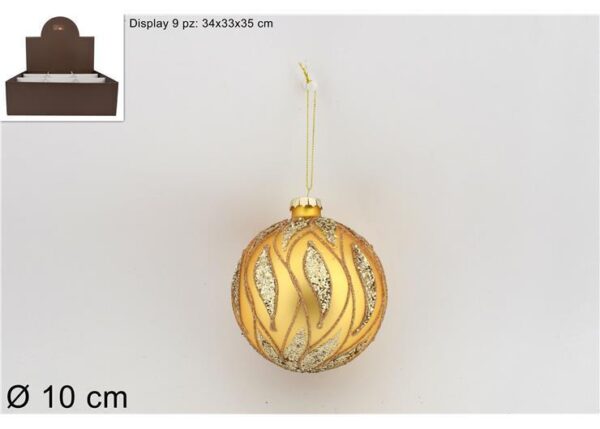 PALLA DI NATALE VETRO 10CM OPACA C/GLITTER SILVER/ORO ART.XNA21008471