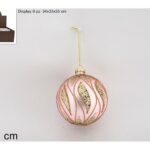 PALLA DI NATALE VETRO 10CM OPACA C/GLITTER SILVER/ROSA ART.XNA21008491