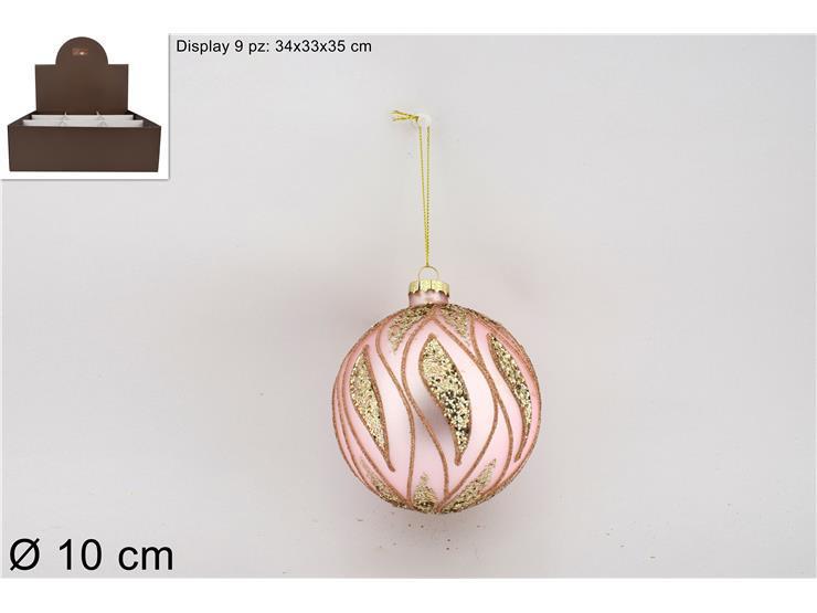 PALLA DI NATALE VETRO 10CM OPACA C/GLITTER SILVER/ROSA ART.XNA21008491 PALLA DI NATALE VETRO 10CM OPACA C/GLITTER SILVER/ROSA ART.XNA21008491