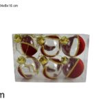 PALLE 8CM 6PZ TRASPARENTE C/VELLUTO ROSSO SDT2214480R