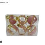 PALLE 8CM 6PZ TRASPARENTE C/VELLUTO ROSA SDT2214480PK