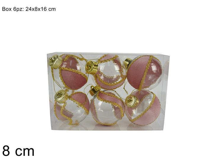 PALLE 8CM 6PZ TRASPARENTE C/VELLUTO ROSA SDT2214480PK PALLE 8CM 6PZ TRASPARENTE C/VELLUTO ROSA SDT2214480PK