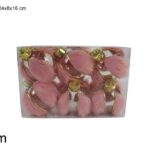 PALLE 8CM 6PZ TRASPARENTE C/PELLICCIA ROSA SDT2213880PK