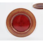 PIATTO VETRO 33CM ROSSO GLITTER ORO 1Y33C39/GOLD GLITT RIM-RED&CCEDIL