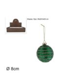 PALLA DI NATALE VETRO 8 CM VERDE DECORO ORO ART.XNA22000901