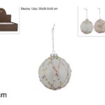 PALLA DI NATALE IN VETRO 8CM BIANCA CON PAILLETTES MULTICOLOR 3 ASS KS23DUE-80-0511 ART.XNA22009754