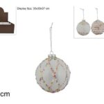 PALLA DI NATALE IN VETRO 10CM BIANCO CON PAILLETTES MULTICOLOR 3 ASS KS23DUE-100-0511 ART.XNA22009784