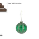 PALLA DI NATALE IN VETRO 8CM ROMBI CON DIAMANTI VERDE KS23DUE-80-0601 ART.XNA22009791