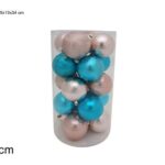 PALLE DI NATALE 8CM 20PZ 4ASS ROSA/AZZURRE BOX PVC SX23DUE005 ART.XNA19006252