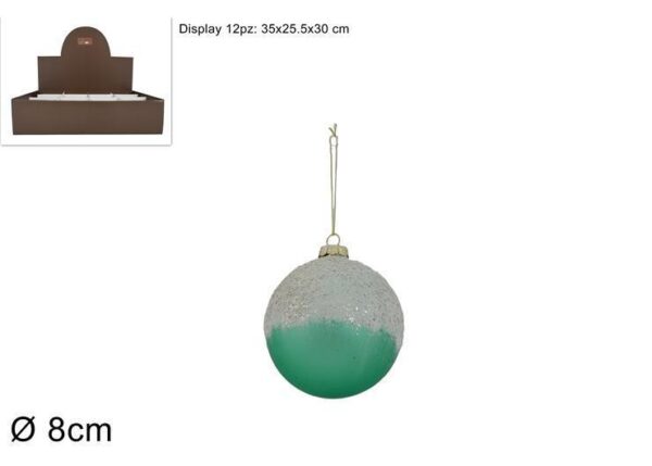 PALLA DI NATALE VETRO 8 CM VERDE OPACA C/PERLINE ART.XNA22030941