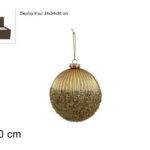 PALLA VETRO 10 CM ORO RIGATA CON DIAMANTI KS24DUE-100-0312 ART.XNA23033201