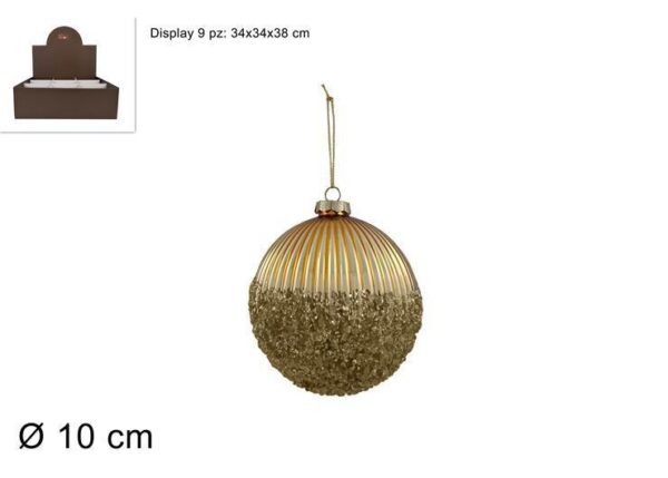 PALLA VETRO 10 CM ORO RIGATA CON DIAMANTI KS24DUE-100-0312 ART.XNA23033201
